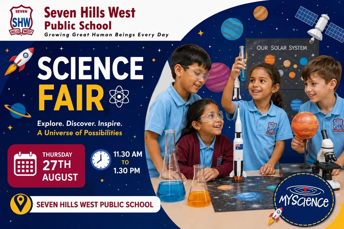 Science Fair poster showing the community celebration supported by a MyScience Hub